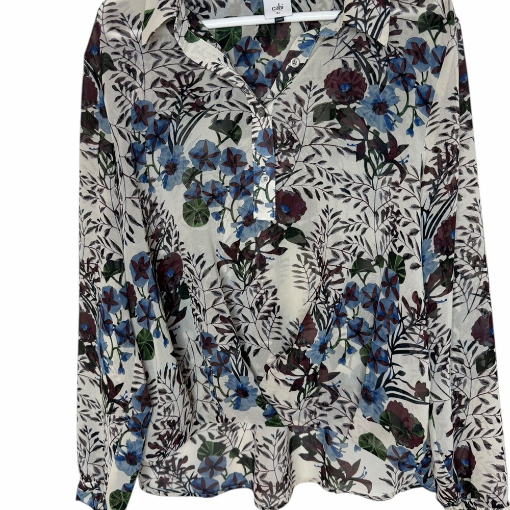CAbi Blue and Purple Floral Shirt Size XL - Picture 4 of 11